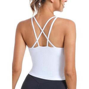 imageRUNNING GIRL Workout Tank Tops with Built in Bras for WomenWork Top for WomenSports Bras for Women Padded Yoga BraWhite