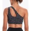 imageRUNNING GIRL One Shoulder Workout Sports Bra Padded Yoga Gym Top Sexy Cute Bralette Medium SupportLeopard Print