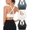 imageRUNNING GIRL Sports Bras for WomenSexy Crisscross Back Seamless Padded Sports Bra High Support with Removable Pads1blackgreywhite