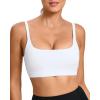 imageRUNNING GIRL Sports Bras for WomenSquare Neck Sports Bra High Support Yoga Bra Workout Crop Top with Built in Bra1bright White