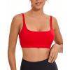 imageRUNNING GIRL Sports Bras for WomenSquare Neck Sports Bra High Support Yoga Bra Workout Crop Top with Built in Bra1red