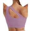 imageRUNNING GIRL Womens One Shoulder Sports Bras Workout Left Strap Yoga Bras Cute Medium Support Crop Top1purple