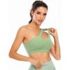 imageRUNNING GIRL Womens One Shoulder Sports Bras Workout Left Strap Yoga Bras Cute Medium Support Crop TopBforest Green