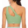 imageRUNNING GIRL Womens One Shoulder Sports Bras Workout Left Strap Yoga Bras Cute Medium Support Crop TopBforest Green
