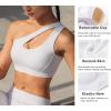 imageRUNNING GIRL Womens One Shoulder Sports Bras Workout Left Strap Yoga Bras Cute Medium Support Crop TopBwhite