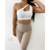imageRUNNING GIRL Womens One Shoulder Sports Bras Workout Left Strap Yoga Bras Cute Medium Support Crop TopBwhite