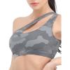 imageRUNNING GIRL One Shoulder Workout Sports Bra Padded Yoga Gym Top Sexy Cute Bralette Medium SupportCamo Grey