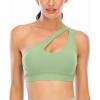 imageRUNNING GIRL Womens One Shoulder Sports Bras Workout Left Strap Yoga Bras Cute Medium Support Crop TopBforest Green