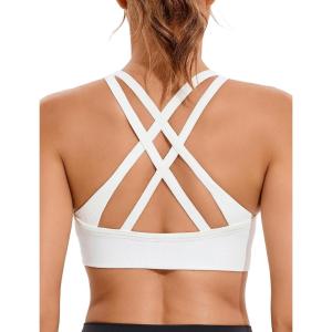 imageRUNNING GIRL Sports Bra for Women High Support CrissCross Back Padded Strappy Sports Bras Yoga Bra with Removable CupsWhite