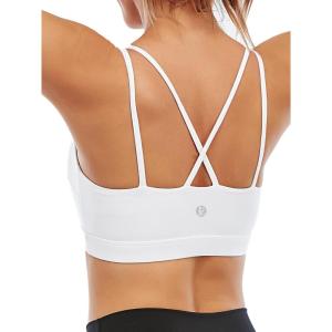 imageRUNNING GIRL Sports Bra for Women Sexy Crisscross Back Medium Support Padded Strappy Yoga Bra with Removable Cups2785 White M