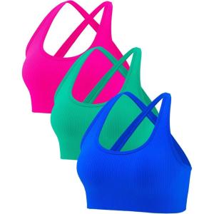 imageRUNNING GIRL Sports Bras for WomenSexy Crisscross Back Seamless Padded Sports Bra High Support with Removable Pads1bluepinkgreen