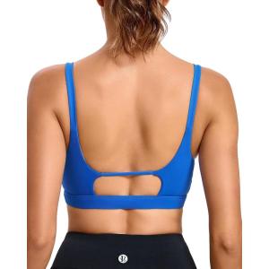 imageRUNNING GIRL Sports Bras for WomenSquare Neck Sports Bra High Support Yoga Bra Workout Crop Top with Built in Bra1brillant Blue