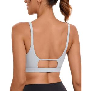 imageRUNNING GIRL Sports Bras for WomenSquare Neck Sports Bra High Support Yoga Bra Workout Crop Top with Built in Bra1grey