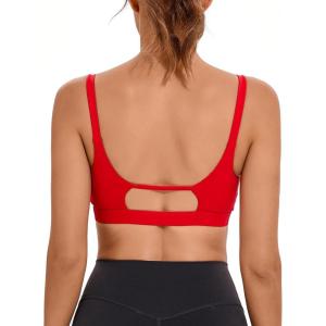 imageRUNNING GIRL Sports Bras for WomenSquare Neck Sports Bra High Support Yoga Bra Workout Crop Top with Built in Bra1red