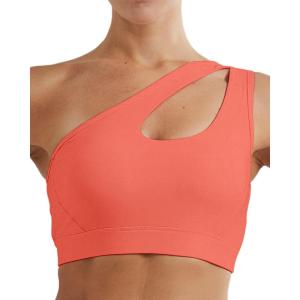 imageRUNNING GIRL Womens One Shoulder Sports Bras Workout Left Strap Yoga Bras Cute Medium Support Crop TopHotpink