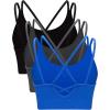imageRUNNING GIRL Sports Bras for Women Pack Criss Cross Back Sexy Strappy Sports Bra Seamless Padded Yoga Bra with Removable Cups3040 BlackGreyBlue