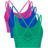 imageRUNNING GIRL Sports Bras for Women Pack Criss Cross Back Sexy Strappy Sports Bra Seamless Padded Yoga Bra with Removable Cups3040 GreenBluePink