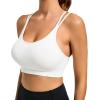 imageRUNNING GIRL Sports Bras for Women Pack Criss Cross Back Sexy Strappy Sports Bra Seamless Padded Yoga Bra with Removable Cups3040 White