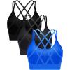 imageRUNNING GIRL Sports Bras for Women Pack Criss Cross Back Sexy Strappy Sports Bra Seamless Padded Yoga Bra with Removable Cups3pack BlackGreyBlue