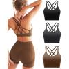 imageRUNNING GIRL Sports Bras for Women Pack Criss Cross Back Sexy Strappy Sports Bra Seamless Padded Yoga Bra with Removable Cups3pack BlackGreyBrown
