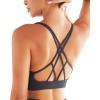 imageRUNNING GIRL Sports Bras for Women Pack Criss Cross Back Sexy Strappy Sports Bra Seamless Padded Yoga Bra with Removable CupsOne Pair Charcoal Gray