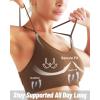 imageRUNNING GIRL Sports Bras for Women Pack Criss Cross Back Sexy Strappy Sports Bra Seamless Padded Yoga Bra with Removable CupsOne Pair Toffee