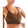 imageRUNNING GIRL Sports Bras for Women Pack Criss Cross Back Sexy Strappy Sports Bra Seamless Padded Yoga Bra with Removable CupsOne Pair Toffee