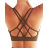 imageRUNNING GIRL Sports Bras for Women Pack Criss Cross Back Sexy Strappy Sports Bra Seamless Padded Yoga Bra with Removable CupsOne Pair Toffee