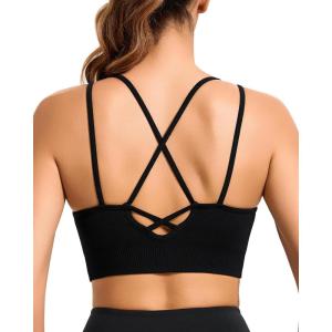 imageRUNNING GIRL Sports Bras for Women Pack Criss Cross Back Sexy Strappy Sports Bra Seamless Padded Yoga Bra with Removable Cups3040 Black