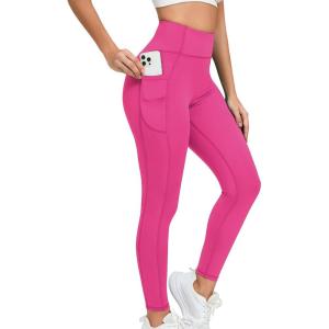 imageRUNNING GIRL High Waisted Leggings for WomenTummy Control Workout Yoga Pants with Pockets Compression Pants Buttery SoftAhot Pink