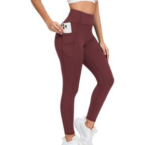 imageRUNNING GIRL High Waisted Leggings for WomenTummy Control Workout Yoga Pants with Pockets Compression Pants Buttery SoftAwinedred