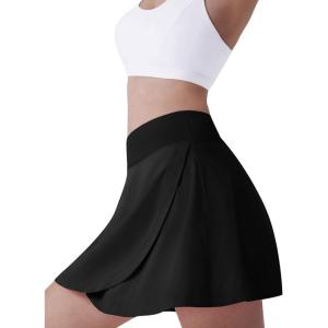 imageRUNNING GIRL Plain Tennis Skirt for Women High Waist with Pockets Inner Short Casual Athletic Golf Skort Workout SportBlack