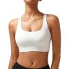 imageRUNNING GIRL High Impact Sports Bras for Women  Scoop Neck Strappy Sports Bra High Support Moulded Cup Workout BraAwhite