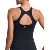 imageRUNNING GIRL Workout Tank Tops for Women Built in Shelf Bras PaddedSleeveless Gym Tops Athletic Yoga ShirtsZblack