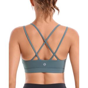 imageRUNNING GIRL High Impact Sports Bras for Women  Scoop Neck Strappy Sports Bra High Support Moulded Cup Workout BraBash Green