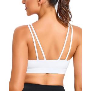 imageRUNNING GIRL Sports Bra for Women CrissCross Back Padded Strappy Sports Bras Medium Support Yoga Bra with Removable Cups2snow White