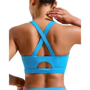 imageRUNNING GIRL Sports Bra for Women High SupportMolded Cup Strappy Running Sports Bras Workout Yoga BraBright Blue