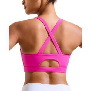 imageRUNNING GIRL Sports Bra for Women High SupportMolded Cup Strappy Running Sports Bras Workout Yoga BraHot Pink