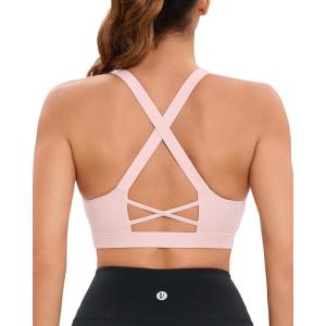 imageRUNNING GIRL Sports Bra for Women High SupportMolded Cup Strappy Running Sports Bras Workout Yoga BraPink