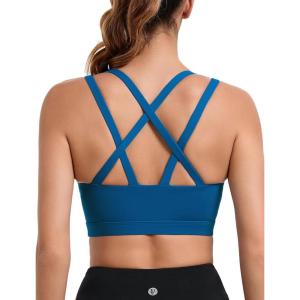 imageRUNNING GIRL Sports Bras for Women High SupportMolded Cup Strappy Running High Impact Sports Bras Workout Yoga BraDark Blue