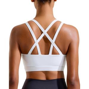 imageRUNNING GIRL Sports Bras for Women High SupportMolded Cup Strappy Running High Impact Sports Bras Workout Yoga BraWhite