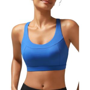 imageRUNNING GIRL Sports Bras for Women High SupportRacerback Molded Cup Sports Bra Workout Yoga BraBlue