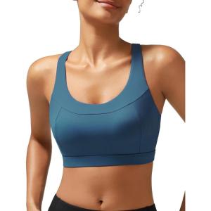 imageRUNNING GIRL Sports Bras for Women High SupportRacerback Molded Cup Sports Bra Workout Yoga BraDark Blue