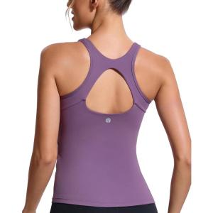 imageRUNNING GIRL Workout Tank Tops for Women Built in Shelf Bras PaddedSleeveless Gym Tops Athletic Yoga ShirtsZpurple