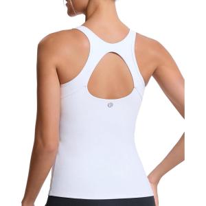 imageRUNNING GIRL Workout Tank Tops for Women Built in Shelf Bras PaddedSleeveless Gym Tops Athletic Yoga ShirtsZwhite