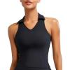 imageRUNNING GIRL Workout Tops for Women High Neck Longline Sports Bra High Impact Racerback Tank Tops with Built in BrasBlack