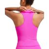 imageRUNNING GIRL Workout Tops for Women High Neck Longline Sports Bra High Impact Racerback Tank Tops with Built in BrasHot Pink