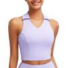 imageRUNNING GIRL Workout Tops for Women High Neck Longline Sports Bra High Impact Racerback Tank Tops with Built in BrasLight Purple