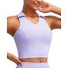 imageRUNNING GIRL Workout Tops for Women High Neck Longline Sports Bra High Impact Racerback Tank Tops with Built in BrasLight Purple