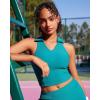 imageRUNNING GIRL Workout Tops for Women High Neck Longline Sports Bra High Impact Racerback Tank Tops with Built in BrasTeal Green